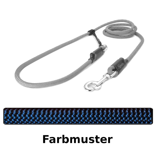 easy-long Hundeleine Ø11mm - 4m - blau und schwarz im Zickzack